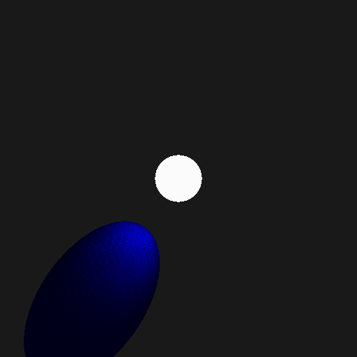 A still frame from Render #8 showing an odd lighting pattern on the blue sphere